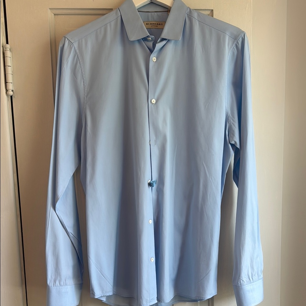 Burberry Blue Dress Shirt Classic Tailored Design